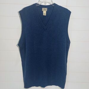 LL Bean Men's 100% Lambswool Sweater Vest Size XL Tall Blue Grandpa Preppy Golf